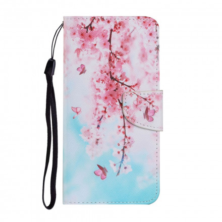 Housse Samsung Galaxy A22 5G Branches Rouges à Lanière Housse Samsung Galaxy A22 5G Branches Rouges à Lanière