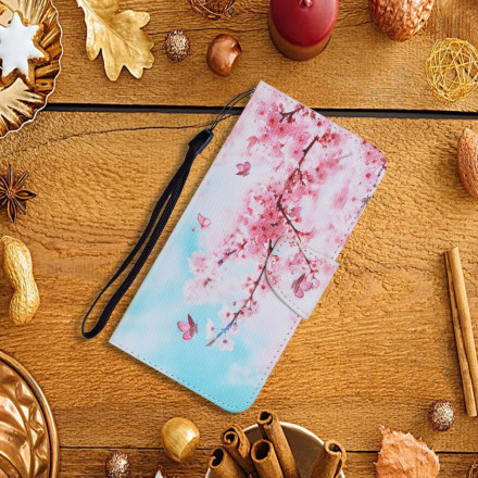 Housse Samsung Galaxy A22 5G Branches Rouges à Lanière Housse Samsung Galaxy A22 5G Branches Rouges à Lanière
