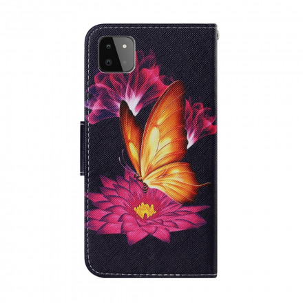 Housse Samsung Galaxy A22 5G Papillon et Lotus