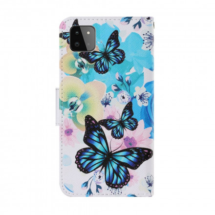 Housse Samsung Galaxy A22 5G Papillons et Fleurs d'Été
