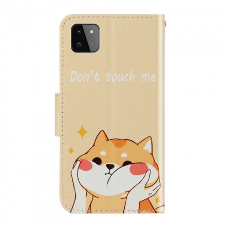 Housse Samsung Galaxy A22 5G Chat Don't Touch Me à Lanière Housse Samsung Galaxy A22 5G Chat Don't Touch Me à Lanière