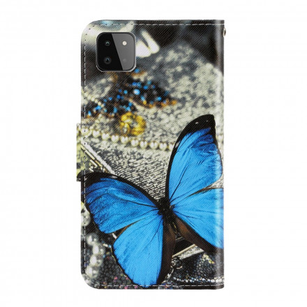 Housse Samsung Galaxy A22 5G Variations Papillons à Lanière