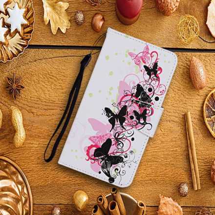 Housse Samsung Galaxy A22 5G Papillons et Lanière Housse Samsung Galaxy A22 5G Papillons et Lanière