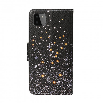 Housse Samsung Galaxy A22 5G Étoiles et Paillettes avec Lanière Housse Samsung Galaxy A22 5G Étoiles et Paillettes avec Lanière