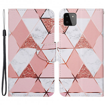 Housse Samsung Galaxy A22 5G Marbre et Paillettes avec Lanière Housse Samsung Galaxy A22 5G Marbre et Paillettes avec Lanière