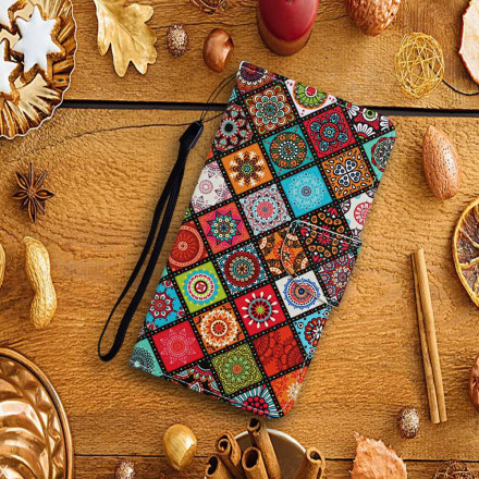 Housse Samsung Galaxy A22 5G Patchwork Mandalas avec Lanière