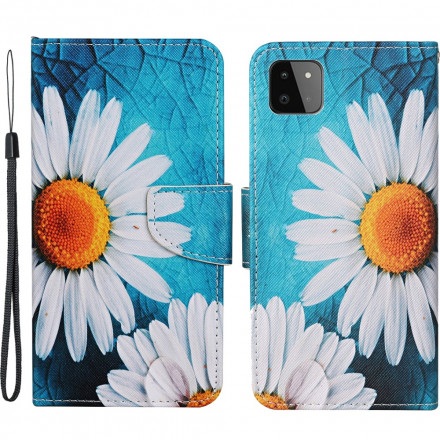 Housse Samsung Galaxy A22 5G Fleurs Magistrales avec Lanière Housse Samsung Galaxy A22 5G Fleurs Magistrales avec Lanière