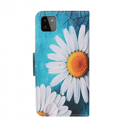 Housse Samsung Galaxy A22 5G Fleurs Magistrales avec Lanière Housse Samsung Galaxy A22 5G Fleurs Magistrales avec Lanière