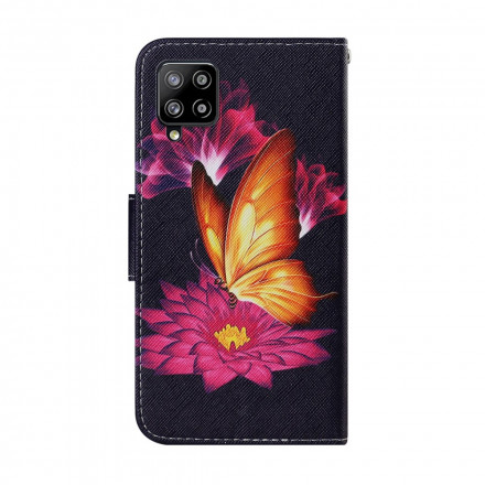 Housse Samsung Galaxy A22 4G Papillon et Lotus
