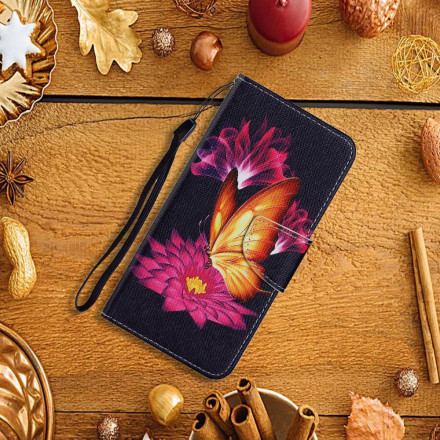 Housse Samsung Galaxy A22 4G Papillon et Lotus