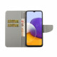 Housse Samsung Galaxy A22 5G Fleurs et Coeurs avec Lanière