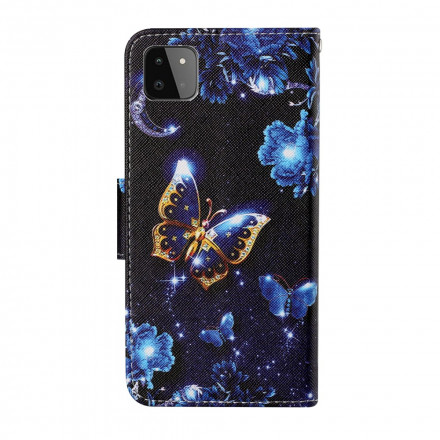 Housse Samsung Galaxy A22 5G Précieux Papillons à Lanière Housse Samsung Galaxy A22 5G Précieux Papillons à Lanière