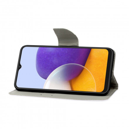 Housse Samsung Galaxy A22 5G Plume Colorée à Lanière Housse Samsung Galaxy A22 5G Plume Colorée à Lanière
