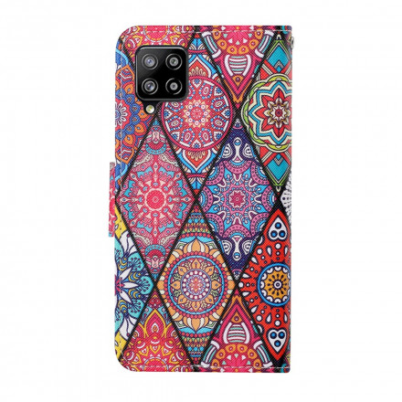 Housse Samsung Galaxy A22 4G Patchwork avec Lanière Housse Samsung Galaxy A22 4G Patchwork avec Lanière