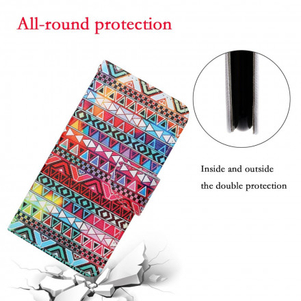 Housse Samsung Galaxy A22 4G Patchwork avec Lanière Housse Samsung Galaxy A22 4G Patchwork avec Lanière