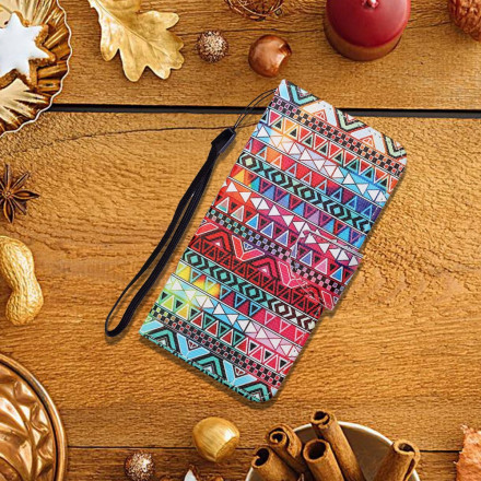 Housse Samsung Galaxy A22 4G Patchwork avec Lanière Housse Samsung Galaxy A22 4G Patchwork avec Lanière