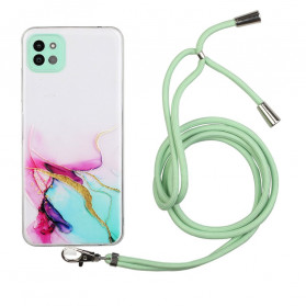 Coque Samsung Galaxy A22 5G à Cordon Marbre