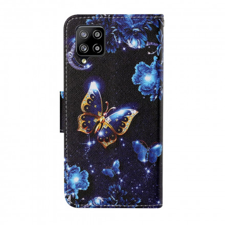 Housse Samsung Galaxy A22 4G Précieux Papillons à Lanière Housse Samsung Galaxy A22 4G Précieux Papillons à Lanière