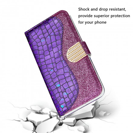 Housse Samsung Galaxy A22 5G Croco Diamants