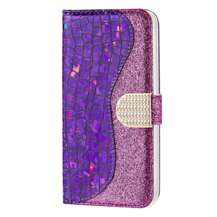Housse Samsung Galaxy A22 5G Croco Diamants