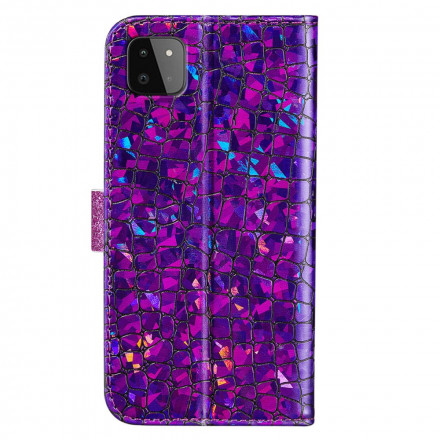 Housse Samsung Galaxy A22 5G Croco Diamants