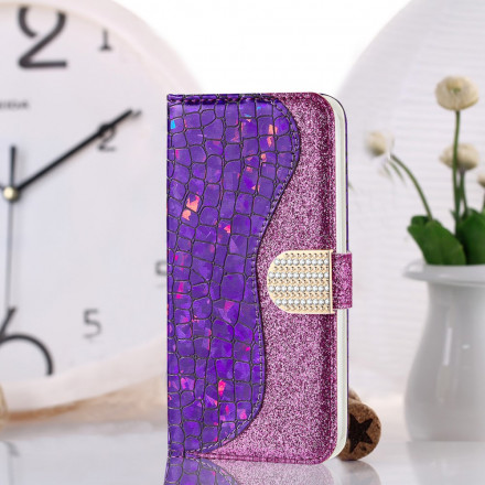 Housse Samsung Galaxy A22 5G Croco Diamants