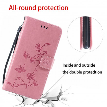 Housse Samsung Galaxy A22 5G Papillons et Fleurs à Lanière Housse Samsung Galaxy A22 5G Papillons et Fleurs à Lanière
