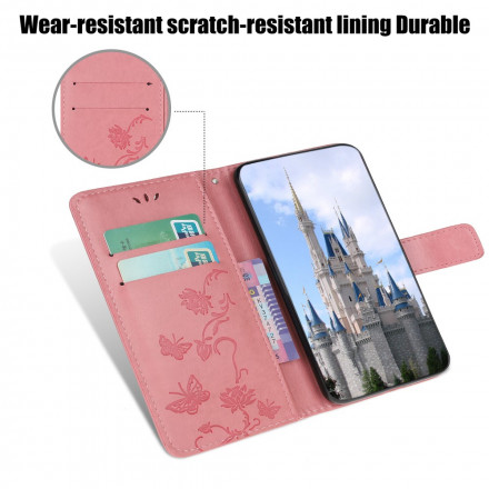 Housse Samsung Galaxy A22 5G Papillons et Fleurs à Lanière Housse Samsung Galaxy A22 5G Papillons et Fleurs à Lanière