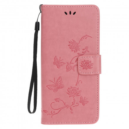 Housse Samsung Galaxy A22 5G Papillons et Fleurs à Lanière Housse Samsung Galaxy A22 5G Papillons et Fleurs à Lanière
