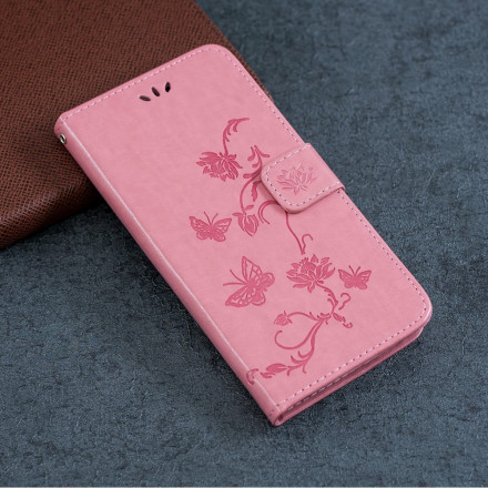 Housse Samsung Galaxy A22 5G Papillons et Fleurs à Lanière Housse Samsung Galaxy A22 5G Papillons et Fleurs à Lanière