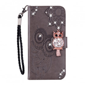 Housse Samsung Galaxy A22 5G Hibou Mandala et Breloque