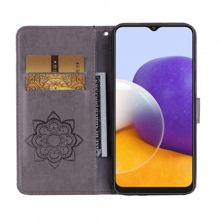 Housse Samsung Galaxy A22 5G Hibou Mandala et Lanière