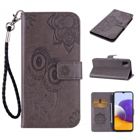 Housse Samsung Galaxy A22 5G Hibou Mandala et Lanière Housse Samsung Galaxy A22 5G Hibou Mandala et Lanière
