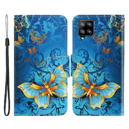 Housse Samsung Galaxy A22 4G Variations Papillons à Lanière Housse Samsung Galaxy A22 4G Variations Papillons à Lanière