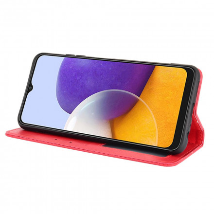 Flip Cover Samsung Galaxy A22 5G Effet Cuir Vintage Stylisé Flip Cover Samsung Galaxy A22 5G Effet Cuir Vintage Stylisé