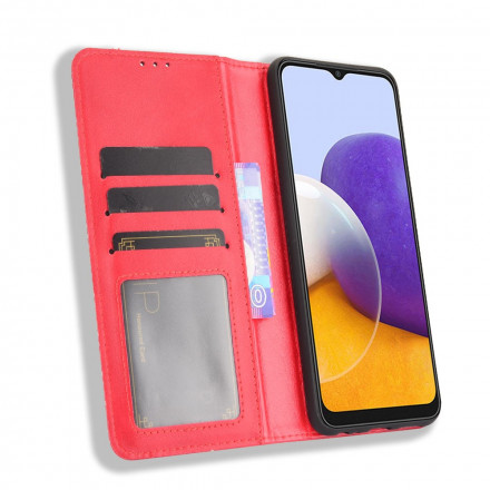 Flip Cover Samsung Galaxy A22 5G Effet Cuir Vintage Stylisé Flip Cover Samsung Galaxy A22 5G Effet Cuir Vintage Stylisé