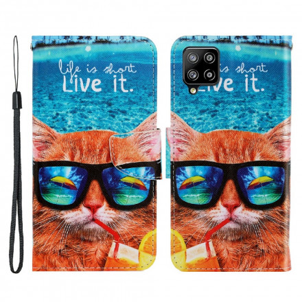 Housse Samsung Galaxy A22 4G Cat Live It à Lanière Housse Samsung Galaxy A22 4G Cat Live It à Lanière