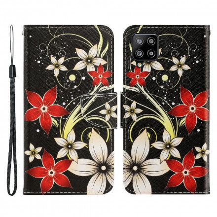 Housse Samsung Galaxy A22 4G Fleurs Colorées à Lanière Housse Samsung Galaxy A22 4G Fleurs Colorées à Lanière