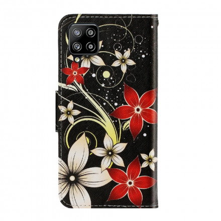 Housse Samsung Galaxy A22 4G Fleurs Colorées à Lanière Housse Samsung Galaxy A22 4G Fleurs Colorées à Lanière