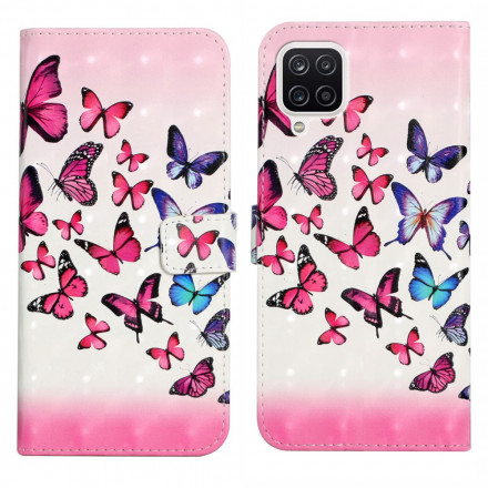 Housse Samsung Galaxy A22 4G Vol de Papillons à Lanière Housse Samsung Galaxy A22 4G Vol de Papillons à Lanière