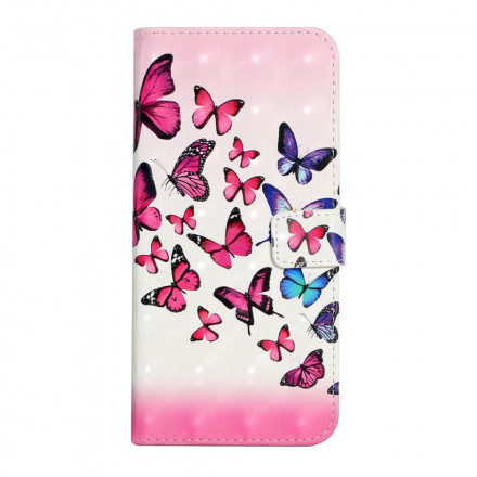 Housse Samsung Galaxy A22 4G Vol de Papillons à Lanière Housse Samsung Galaxy A22 4G Vol de Papillons à Lanière