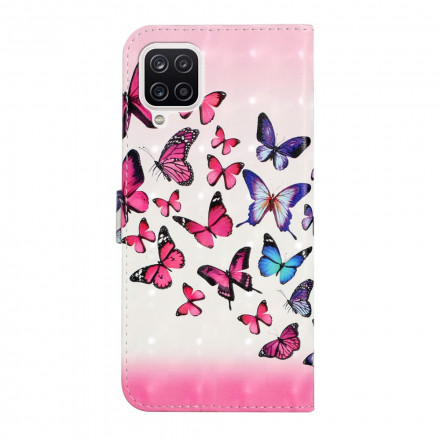 Housse Samsung Galaxy A22 4G Vol de Papillons à Lanière Housse Samsung Galaxy A22 4G Vol de Papillons à Lanière