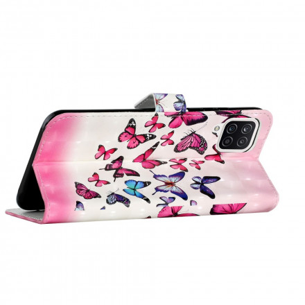 Housse Samsung Galaxy A22 4G Vol de Papillons à Lanière Housse Samsung Galaxy A22 4G Vol de Papillons à Lanière