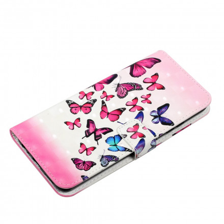 Housse Samsung Galaxy A22 4G Vol de Papillons à Lanière Housse Samsung Galaxy A22 4G Vol de Papillons à Lanière