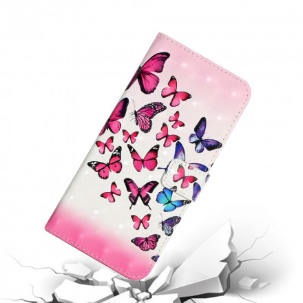Housse Samsung Galaxy A22 4G Vol de Papillons à Lanière Housse Samsung Galaxy A22 4G Vol de Papillons à Lanière