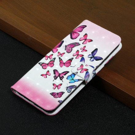 Housse Samsung Galaxy A22 4G Vol de Papillons à Lanière Housse Samsung Galaxy A22 4G Vol de Papillons à Lanière