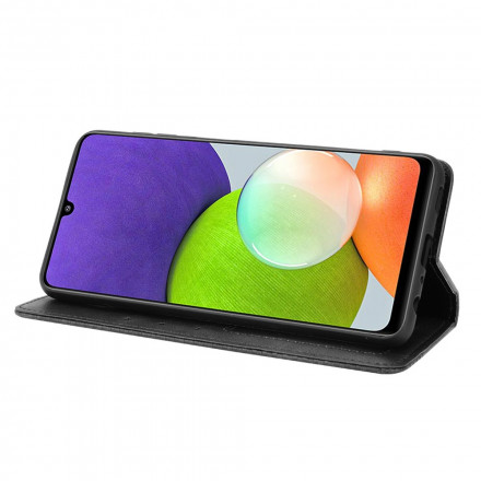 Flip Cover Samsung Galaxy A22 4G Effet Cuir Vintage Stylisé Flip Cover Samsung Galaxy A22 4G Effet Cuir Vintage Stylisé
