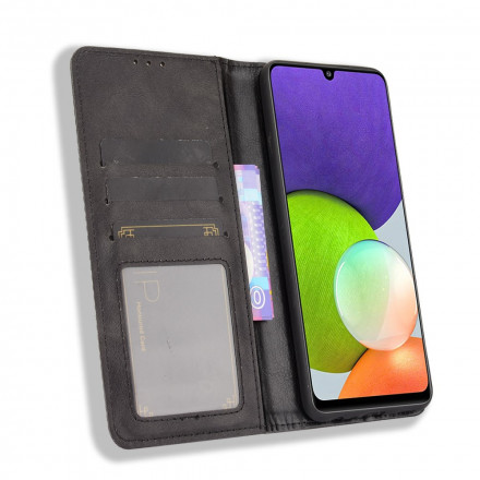Flip Cover Samsung Galaxy A22 4G Effet Cuir Vintage Stylisé Flip Cover Samsung Galaxy A22 4G Effet Cuir Vintage Stylisé