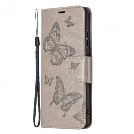 Housse Samsung Galaxy A22 5G Les Papillons en Vol avec Lanière
