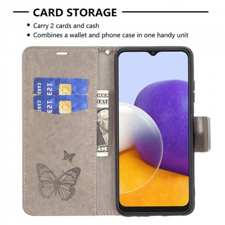 Housse Samsung Galaxy A22 5G Les Papillons en Vol avec Lanière Housse Samsung Galaxy A22 5G Les Papillons en Vol avec Lanière